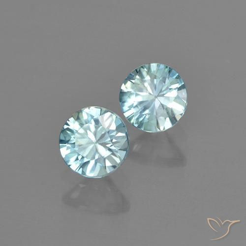 Gemas de Circón Azul agua claro natural de 1.02 ct, Redondo, VS