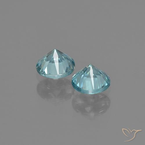 Gemas de Circón Azul agua claro natural de 1.02 ct, Redondo, VS