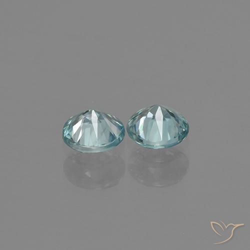 Gemas de Circón Azul agua claro natural de 0.89 ct, Redondo, VVS-VS