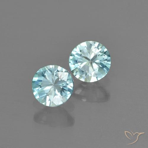 Gemas de Circón Azul claro natural de 0.99 ct, Redondo, VVS-VS