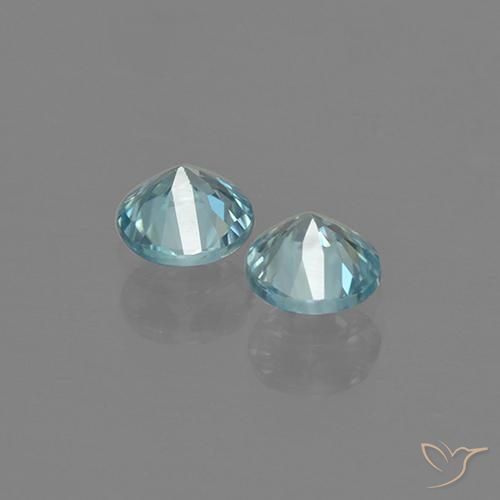 Gemas de Circón Azul claro natural de 0.99 ct, Redondo, VVS-VS