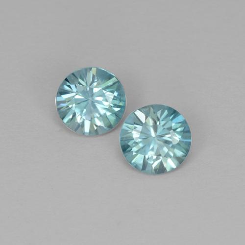 Gemas de circón azul natural de 0,98 ct, corte redondo, VVS-VS