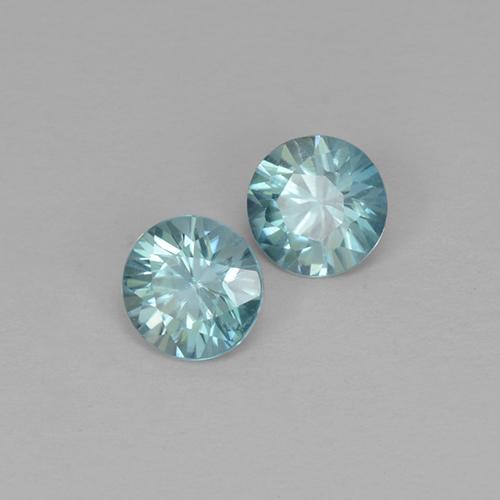 Gemas de circón azul natural de 0,98 ct, corte redondo, VVS-VS