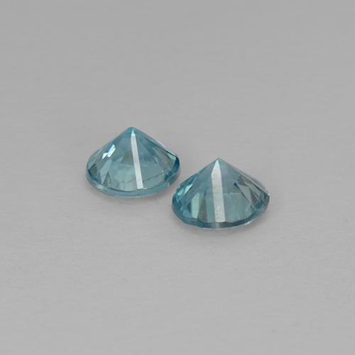 Gemas de circón azul natural de 0,98 ct, corte redondo, VVS-VS