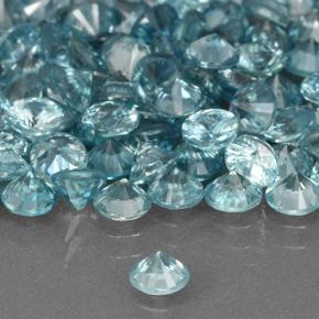 Gemas de circón azul natural de 3,05 ct, corte redondo, VVS-VS