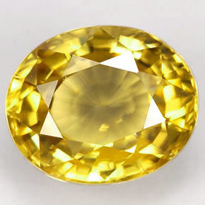 Circón amarillo natural de 1,96 ct, corte óvalo, VVS