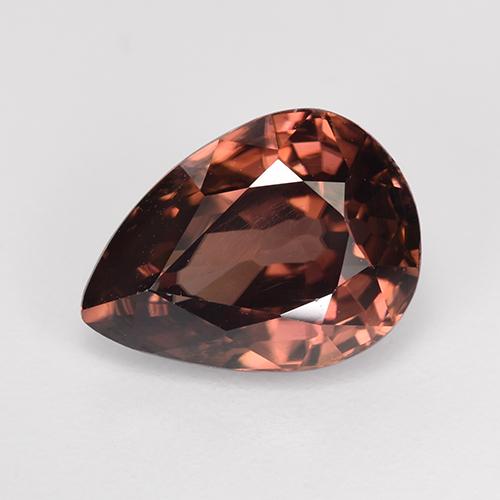 Circón rojo natural de 4,62 ct, en forma de pera, VVS-VS