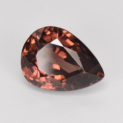 Circón rojo natural de 4,62 ct, en forma de pera, VVS-VS