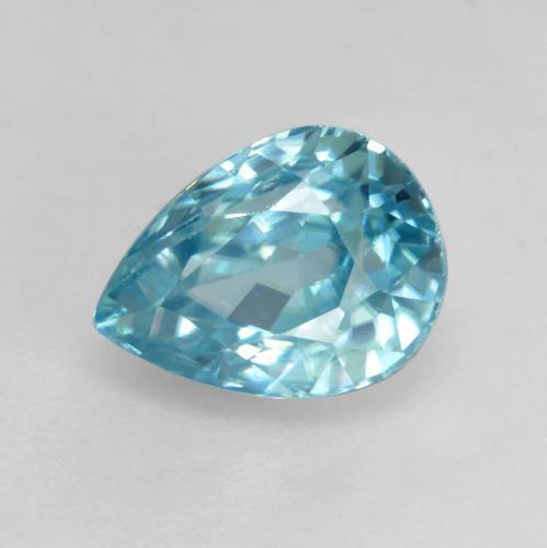 Circón azul natural de 2,01 ct, en forma de pera, VVS-VS