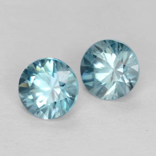 Gemas de Circón Azul verdoso medio natural de 0.96 ct, Corte Redondo, VVS-VS