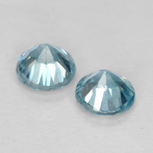 Gemas de Circón Azul verdoso medio natural de 0.96 ct, Corte Redondo, VVS-VS
