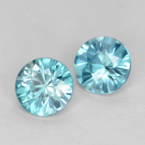 Gemas de circón azul natural de 0,97 ct, corte redondo, VS