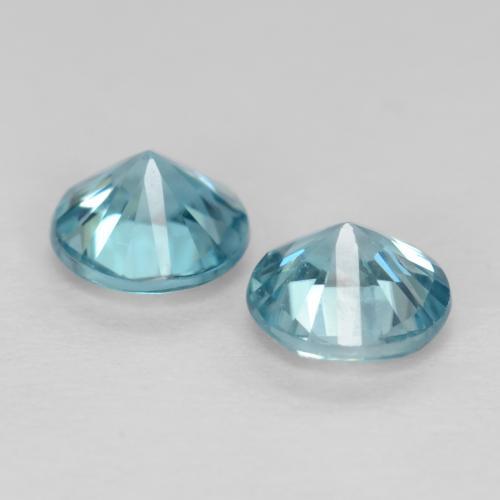 Gemas de circón azul natural de 0,97 ct, corte redondo, VS