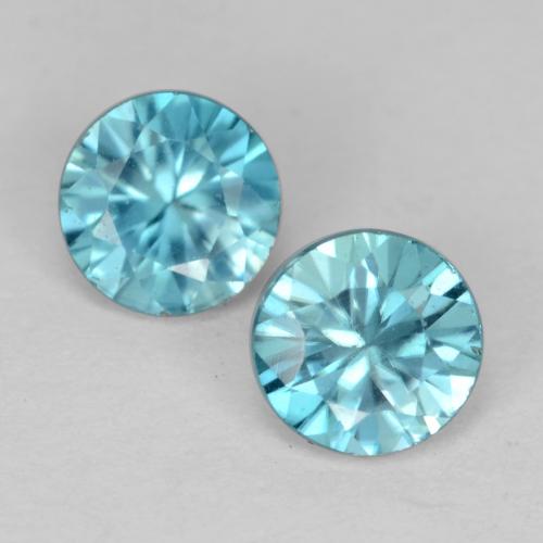 Gemas de circón azul natural de 1,04 ct, corte redondo, VS