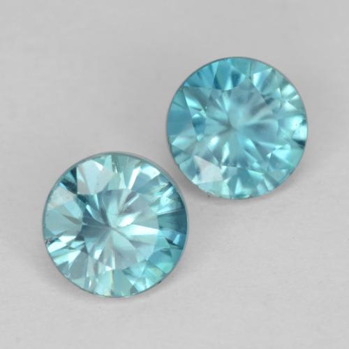 Gemas de circón azul natural de 1,04 ct, corte redondo, VS