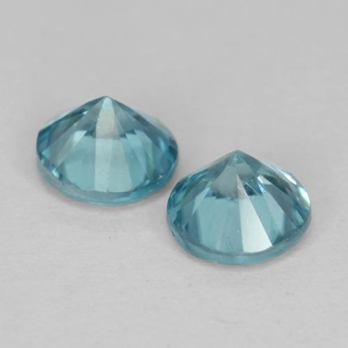 Gemas de circón azul natural de 1,04 ct, corte redondo, VS