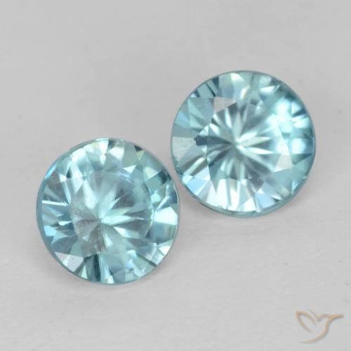 Gemas de Circón Azul claro natural de 1.03 ct, Redondo, VS