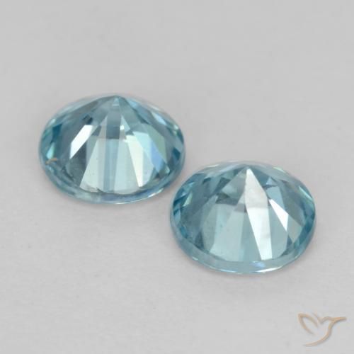 Gemas de Circón Azul claro natural de 1.03 ct, Redondo, VS