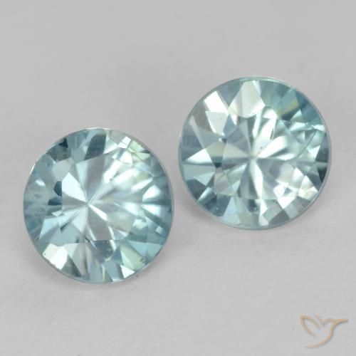Gemas de Circón Azul agua claro natural de 1.11 ct, Redondo, VS