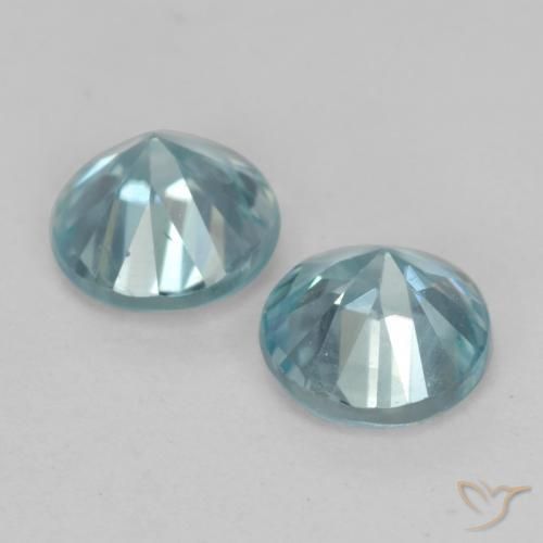 Gemas de Circón Azul agua claro natural de 1.11 ct, Redondo, VS