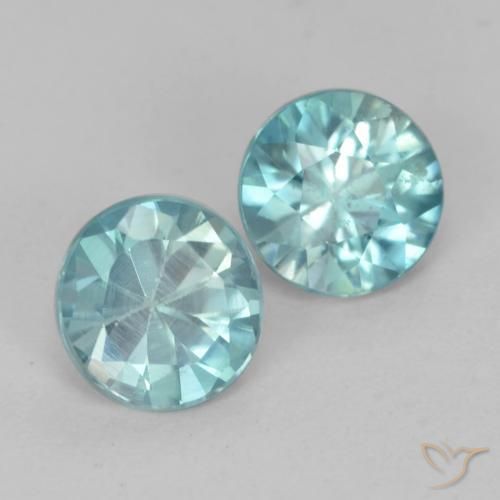 Gemas de Circón Azul agua claro natural de 1.05 ct, Redondo, VS