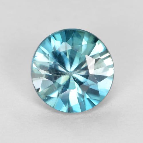 Circón azul natural de 0,53 ct, corte redondo, VS