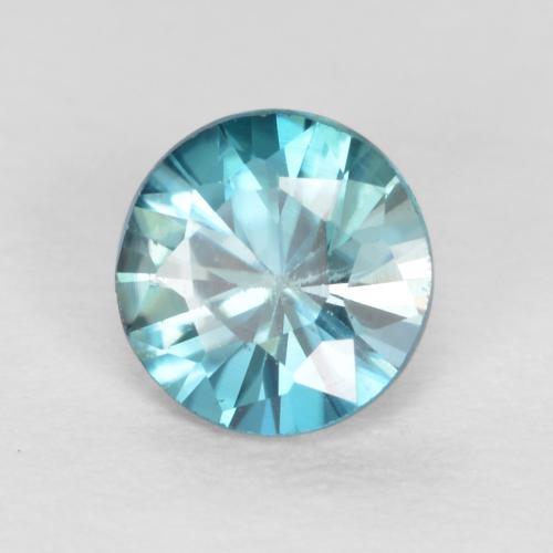 Circón azul natural de 0,53 ct, corte redondo, VS