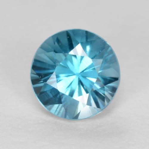 Circón Azul Suizo natural de 0.57 ct, Corte Redondo, VS