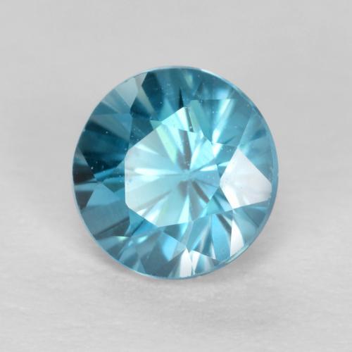Circón Azul Suizo natural de 0.57 ct, Corte Redondo, VS