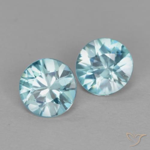 Gemas de Circón Azul claro natural de 1.09 ct, Redondo, VS