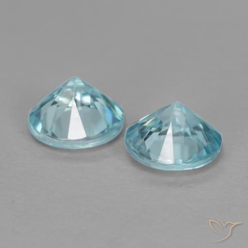 Gemas de Circón Azul claro natural de 1.09 ct, Redondo, VS