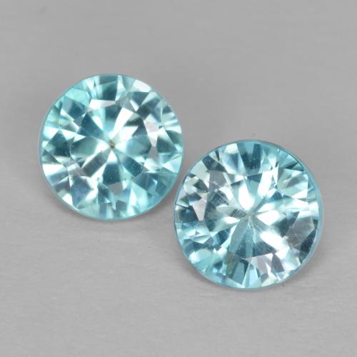 Gemas de Circón Azul claro natural de 0.98 ct, Corte Redondo, VS