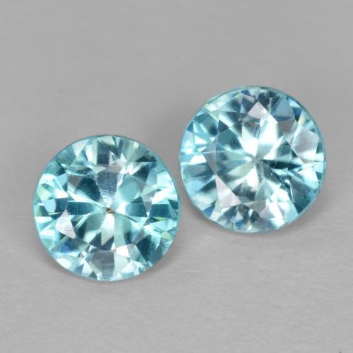 Gemas de Circón Azul claro natural de 0.98 ct, Corte Redondo, VS