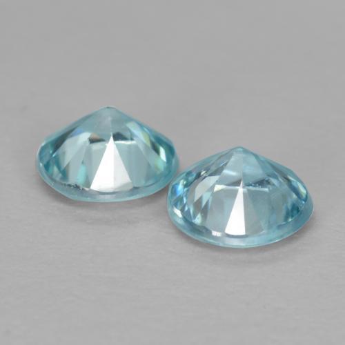 Gemas de Circón Azul claro natural de 0.98 ct, Corte Redondo, VS
