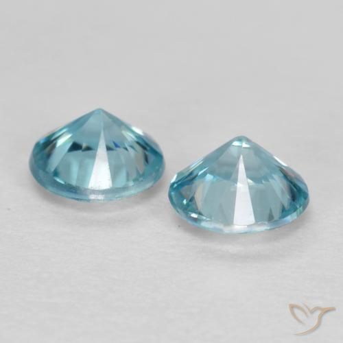 Gemas de Circón Azul claro natural de 0.95 ct, Redondo, VS