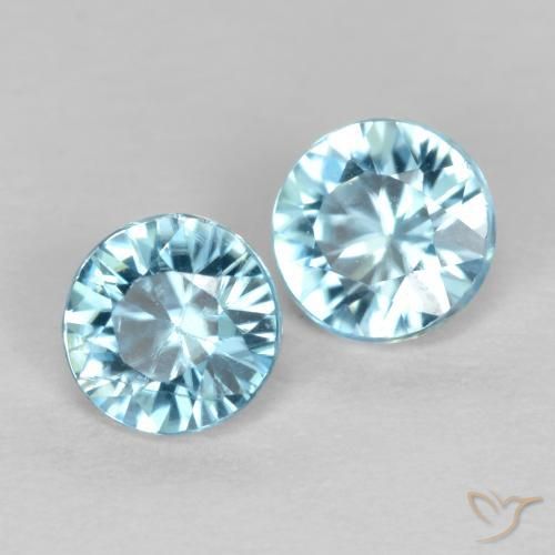 Gemas de Circón Celeste natural de 0.98 ct, Redondo, VS