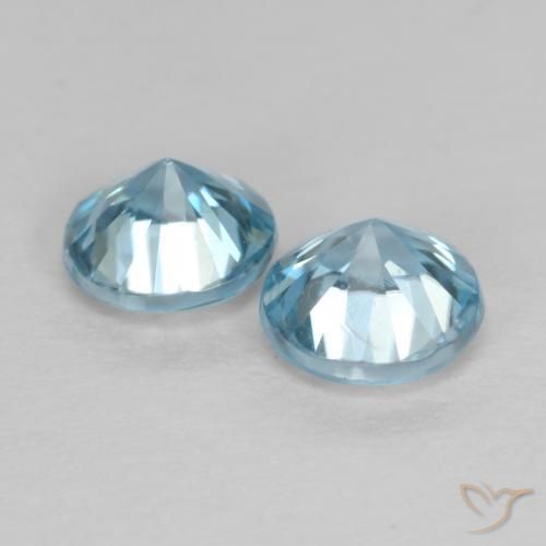 Gemas de Circón Celeste natural de 0.98 ct, Redondo, VS