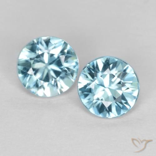 0.88ctw Natural Azul claro Circón, Redondo, VS