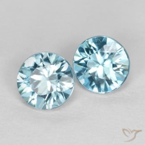 Gemas de Circón Azul claro natural de 0.88 ct, Redondo, VS