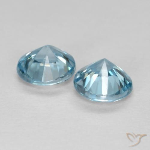 Gemas de Circón Azul claro natural de 0.88 ct, Redondo, VS