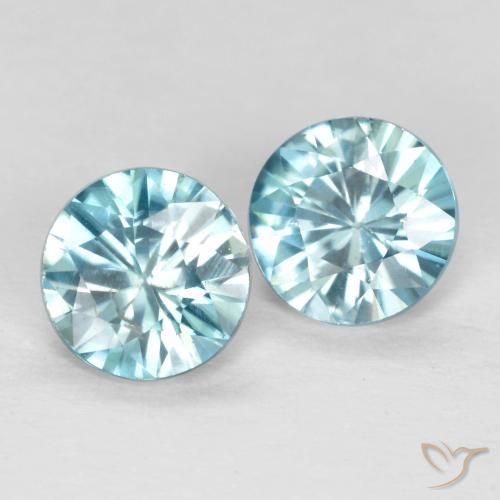 Gemas de Circón Azul claro natural de 1.05 ct, Redondo, VS