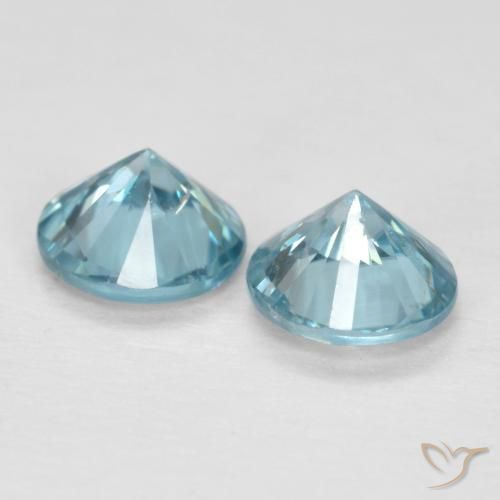 Gemas de Circón Azul claro natural de 1.05 ct, Redondo, VS