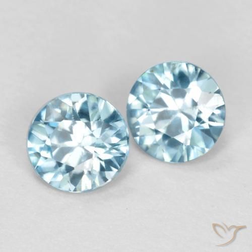 Gemas de Circón Azul maya claro natural de 0.91 ct, Redondo, VS