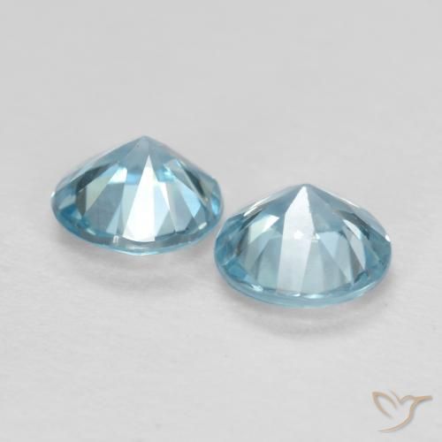 Gemas de Circón Azul maya claro natural de 0.91 ct, Redondo, VS