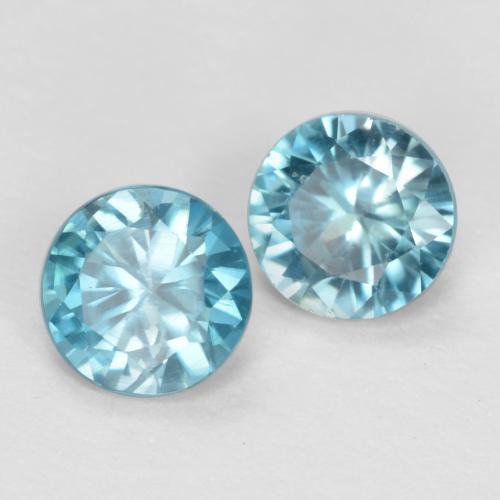 Gemas de circón azul natural de 1,10 ct, corte redondo, VS