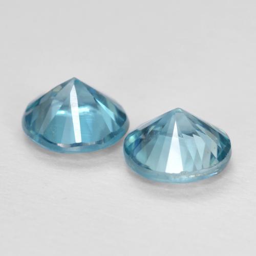 Gemas de circón azul natural de 1,10 ct, corte redondo, VS