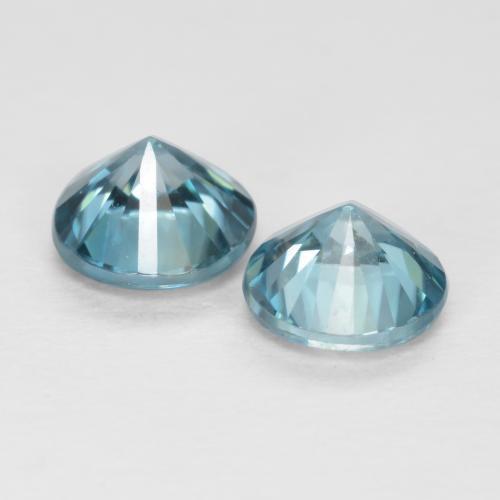 Gemas de circón azul natural de 1,04 ct, corte redondo, VS