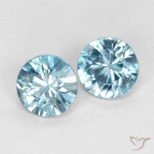 Gemas de Circón Azul maya claro natural de 0.94 ct, Redondo, VS