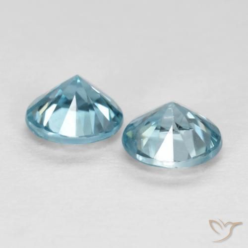 Gemas de Circón Azul maya claro natural de 0.94 ct, Redondo, VS