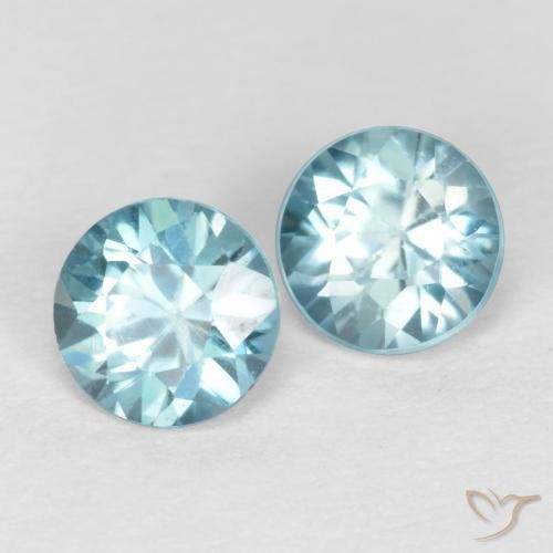 Gemas de Circón Azul claro natural de 1.10 ct, Redondo, VS